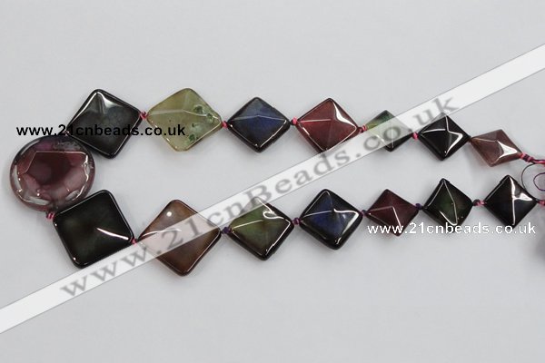 CAA602 20mm – 40mm faceted diamond & coin dragon veins agate beads