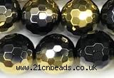CAA6026 15 inches 10mm faceted round electroplated agate beads