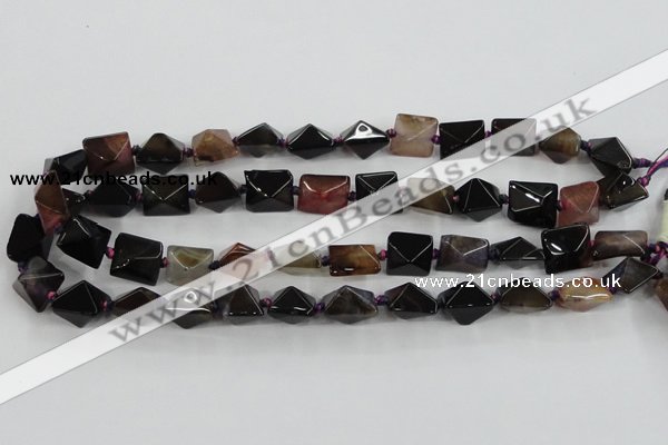 CAA603 15.5 inches 13*13*15mm pyramid dragon veins agate beads