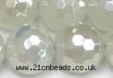 CAA6037 15 inches 12mm faceted round AB-color white agate beads