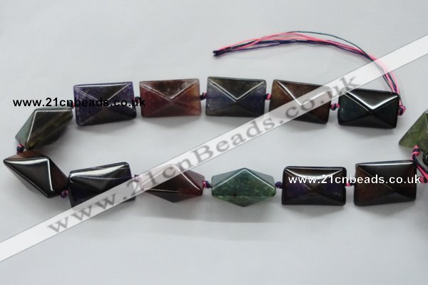 CAA604 15.5 inches 20*20*30mm pyramid dragon veins agate beads