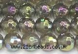 CAA6042 15 inches 6mm faceted round AB-color grey agate beads