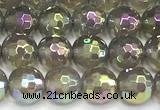 CAA6042 15 inches 6mm faceted round AB-color grey agate beads