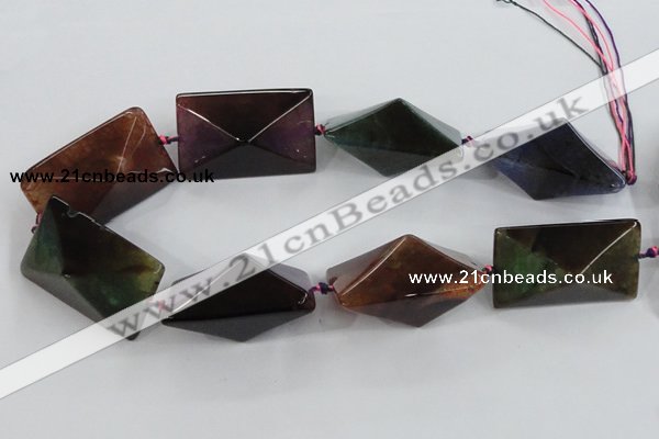 CAA605 15.5 inches 30*30*45mm pyramid dragon veins agate beads