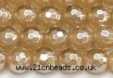 CAA6050 15 inches 6mm faceted round AB-color yellow agate beads