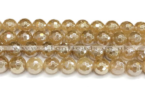 CAA6053 15 inches 12mm faceted round AB-color yellow agate beads