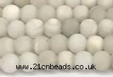 CAA6075 15 inches 4mm round matte white crazy lace agate beads