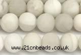 CAA6076 15 inches 6mm round matte white crazy lace agate beads