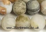 CAA6082 15 inches 8mm round matte bamboo leaf agate beads