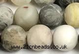 CAA6083 15 inches 10mm round matte bamboo leaf agate beads