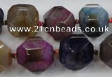 CAA609 15.5 inches 15*15mm faceted nuggets dragon veins agate beads