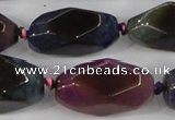 CAA614 15.5 inches 15*30mm faceted nuggets dragon veins agate beads