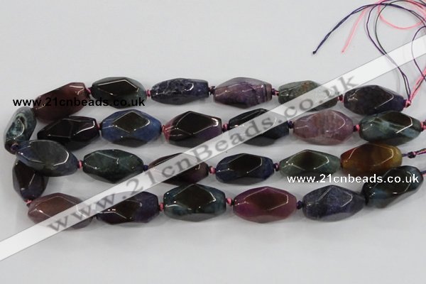 CAA614 15.5 inches 15*30mm faceted nuggets dragon veins agate beads