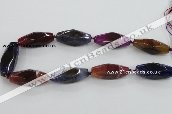 CAA615 15.5 inches 16*40mm faceted rice dragon veins agate beads