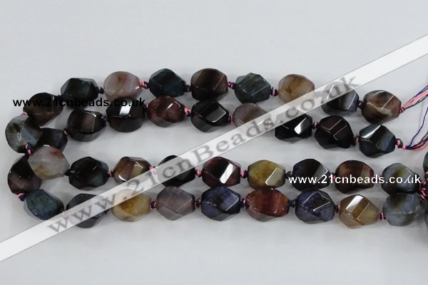 CAA618 15.5 inches 15*20mm faceted & twisted dragon veins agate beads