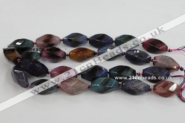 CAA619 15.5 inches 16*30mm faceted & twisted dragon veins agate beads