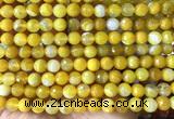 CAA6310 15 inches 6mm faceted round yellow banded agate beads