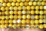 CAA6311 15 inches 8mm faceted round yellow banded agate beads