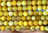 CAA6312 15 inches 10mm faceted round yellow banded agate beads