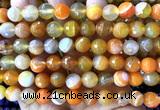 CAA6317 15 inches 10mm faceted round orange banded agate beads