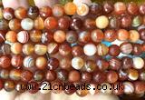 CAA6331 15 inches 8mm faceted round red banded agate beads