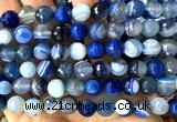 CAA6337 15 inches 10mm faceted round blue banded agate beads