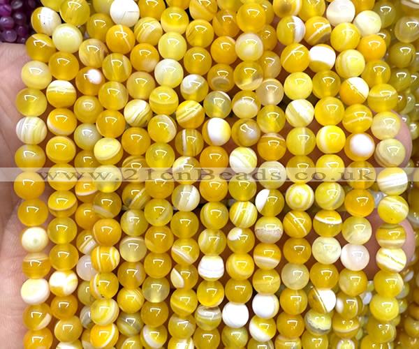 CAA6361 15 inches 6mm round yellow banded agate beads wholesale
