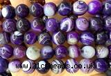 CAA6374 15 inches 12mm round purple banded agate beads wholesale