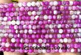 CAA6375 15 inches 4mm round fuchsia banded agate beads wholesale