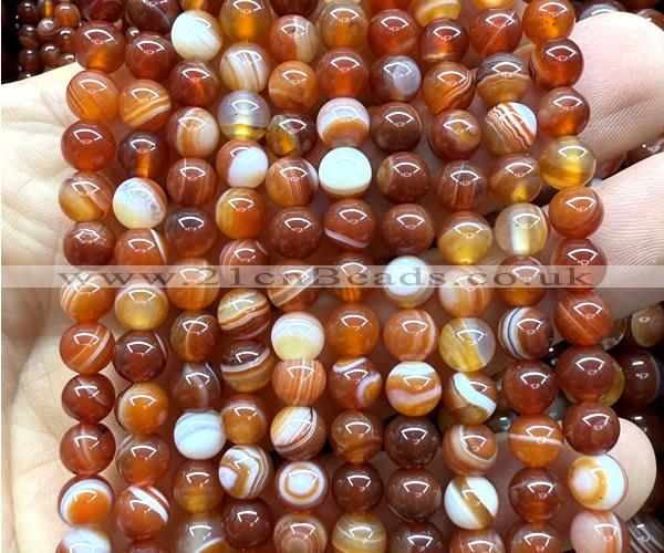CAA6381 15 inches 6mm round red banded agate beads wholesale