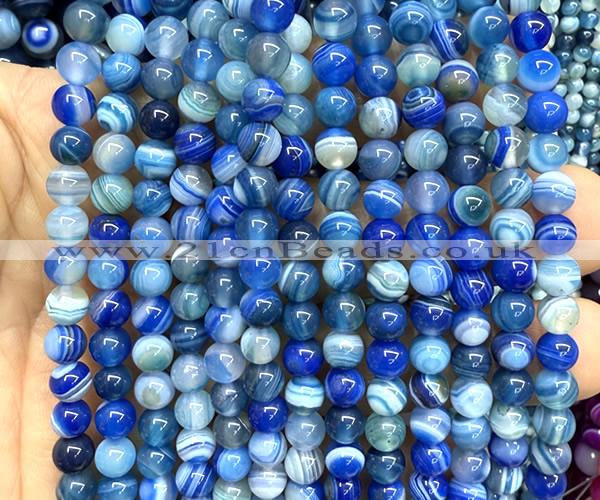 CAA6386 15 inches 6mm round blue banded agate beads wholesale