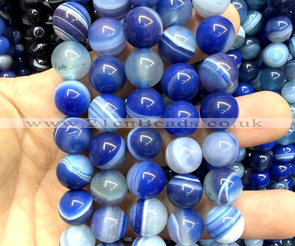 CAA6389 15 inches 12mm round blue banded agate beads wholesale