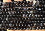 CAA6401 15 inches 6mm round black banded agate beads wholesale