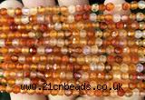 CAA6438 15 inches 4mm faceted round red agate beads wholesale