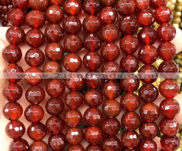 CAA6449 15 inches 12mm faceted round red agate gemstone beads