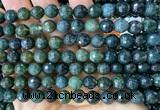 CAA6461 15 inches 8mm faceted round moss agate beads wholesale