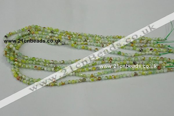 CAA707 15.5 inches 4mm faceted round fire crackle agate beads