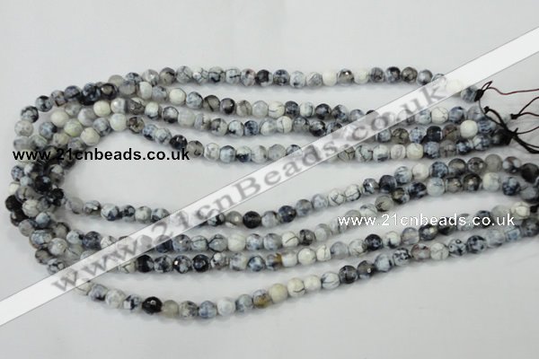 CAA709 15.5 inches 6mm faceted round fire crackle agate beads