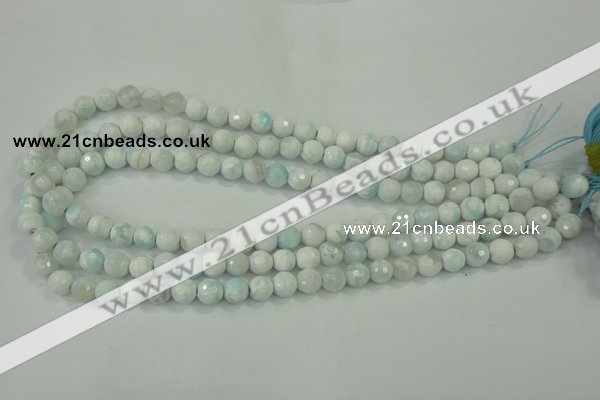 CAA710 15.5 inches 8mm faceted round fire crackle agate beads