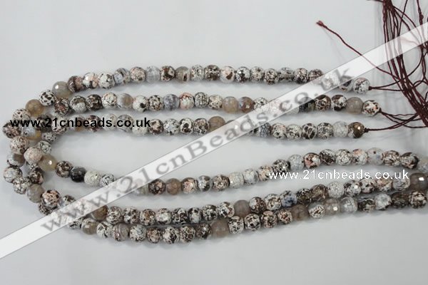 CAA711 15.5 inches 8mm faceted round fire crackle agate beads