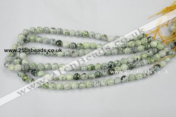 CAA712 15.5 inches 8mm faceted round fire crackle agate beads