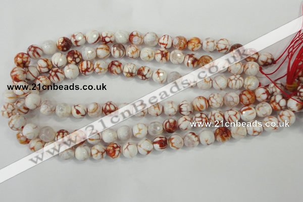 CAA714 15.5 inches 10mm faceted round fire crackle agate beads