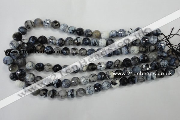 CAA716 15.5 inches 10mm faceted round fire crackle agate beads