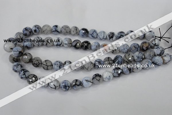 CAA717 15.5 inches 12mm faceted round fire crackle agate beads