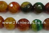 CAA718 15.5 inches 12mm faceted round fire crackle agate beads