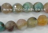 CAA719 15.5 inches 12mm faceted round fire crackle agate beads