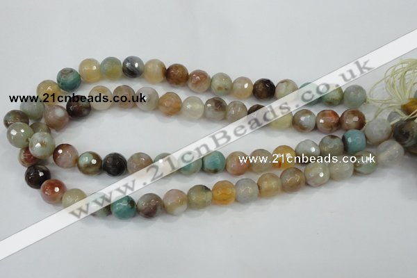 CAA719 15.5 inches 12mm faceted round fire crackle agate beads