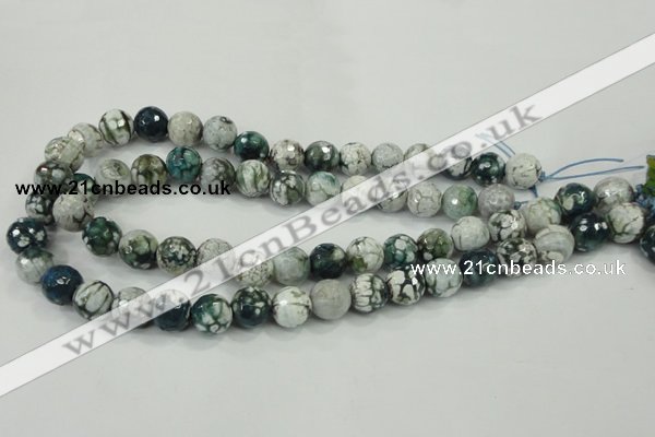 CAA720 15.5 inches 12mm faceted round fire crackle agate beads