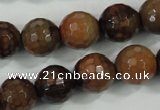 CAA722 15.5 inches 14mm faceted round fire crackle agate beads