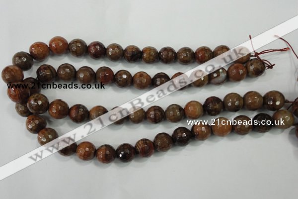 CAA722 15.5 inches 14mm faceted round fire crackle agate beads